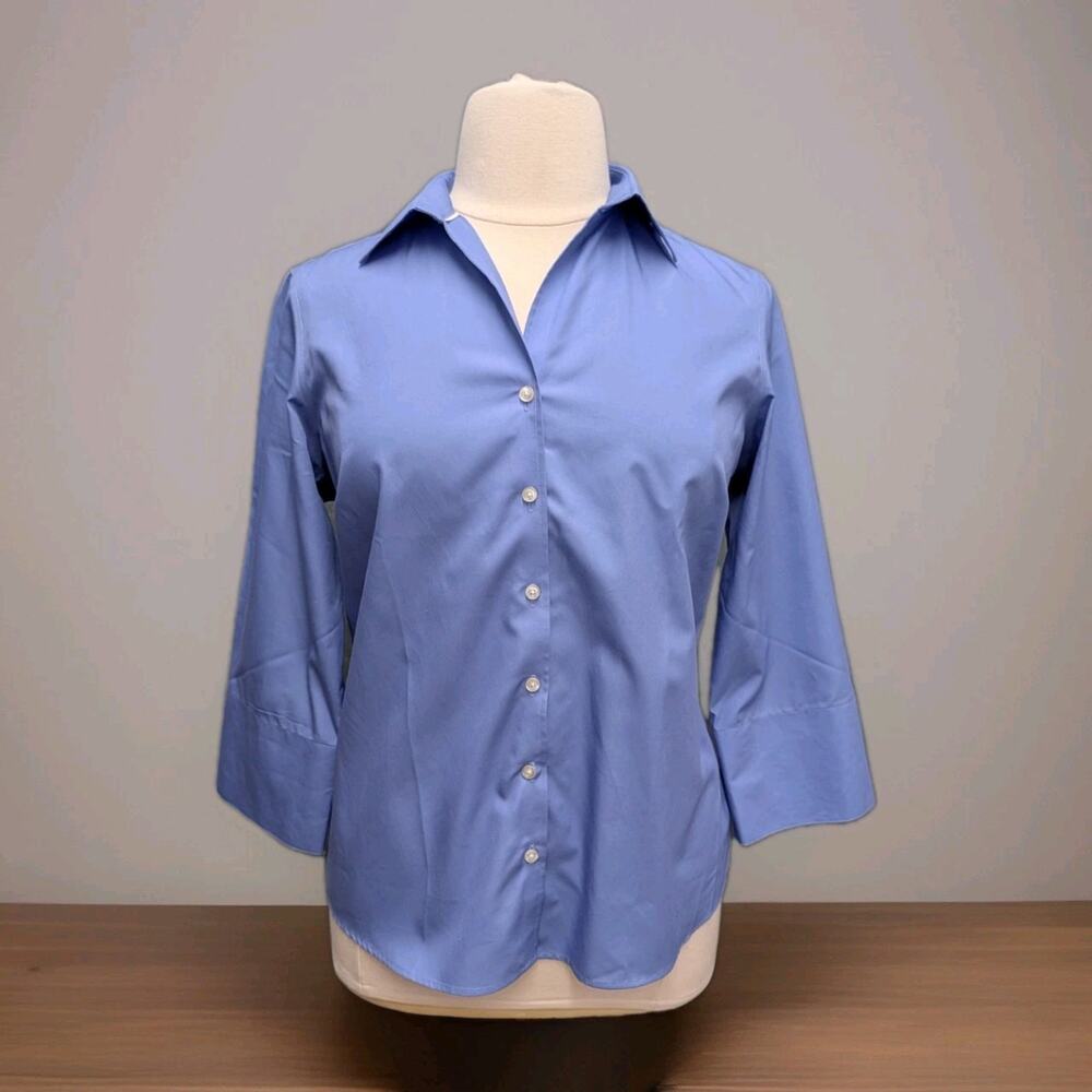 Lands End Outfitters Non Iron Broadcloth Blue Shirt Size 16